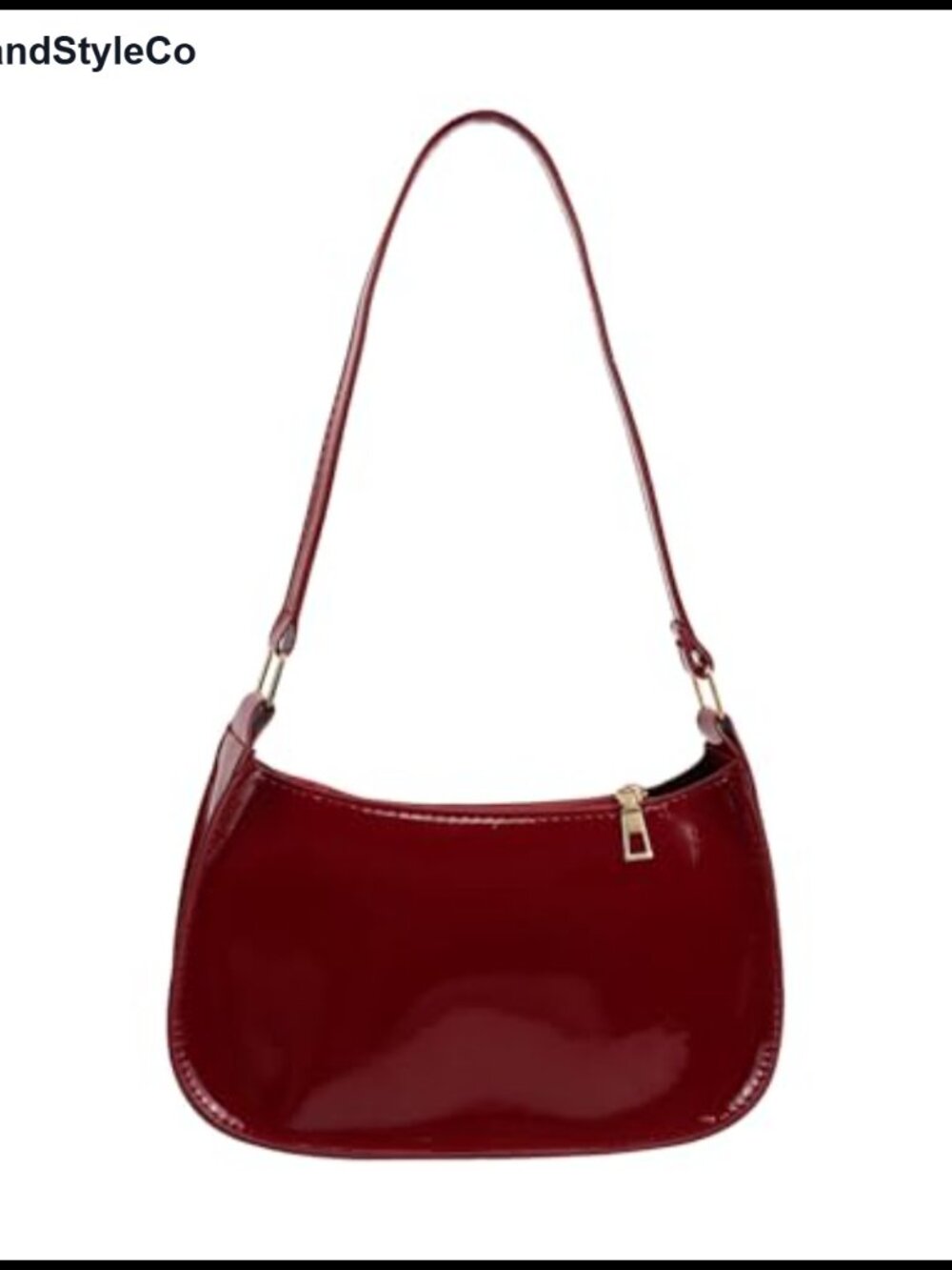 Small PU Leather Crescent Shoulder Bag with Zipper